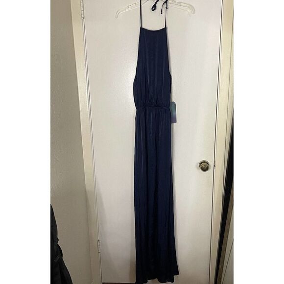 NWT Revolve Show me Your Mumu Heather halter navy side slit maxi dress small - Picture 2 of 10